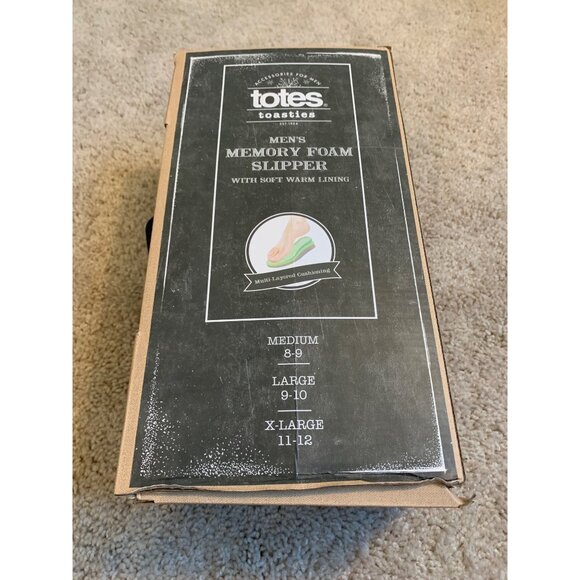 Totes Toasties Men's Memory Foam Slipper Navy W Lining Men's M 8-9 New In Box - Picture 3 of 6